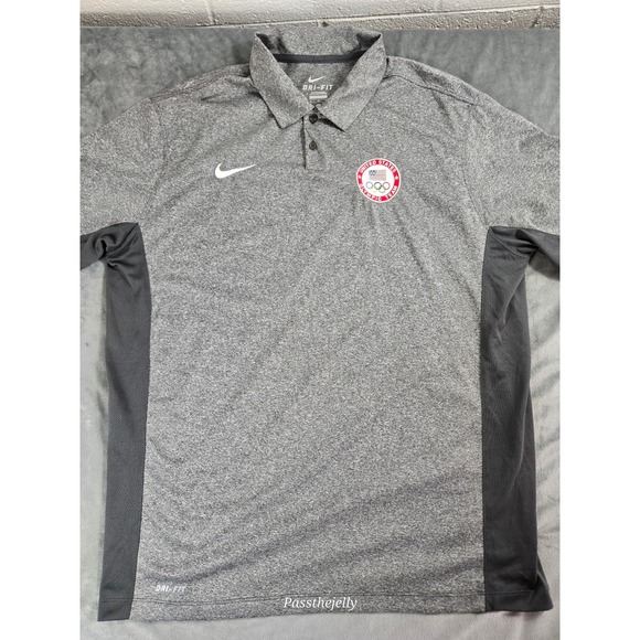 Nike‎ Shirt Mens Men's Extra Large Dri-Fit United States Olympic Team Polo Grey - Picture 1 of 12